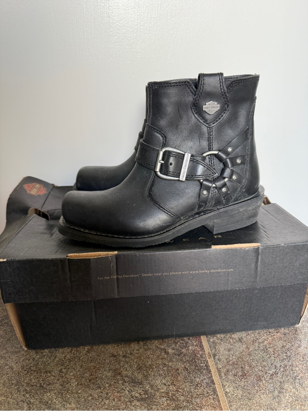 Harley-Davidson Newhall Smoke/Noir Leather Motorcycle Boots